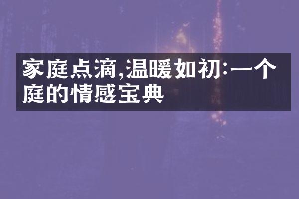 家庭点滴,温暖如初:一个家庭的情感宝典