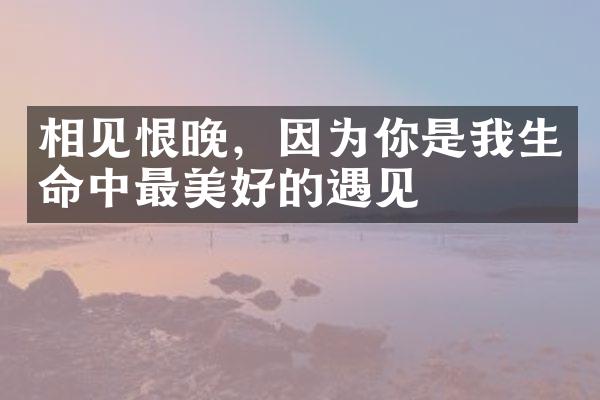 相见恨晚，因为你是我生命中最美好的遇见