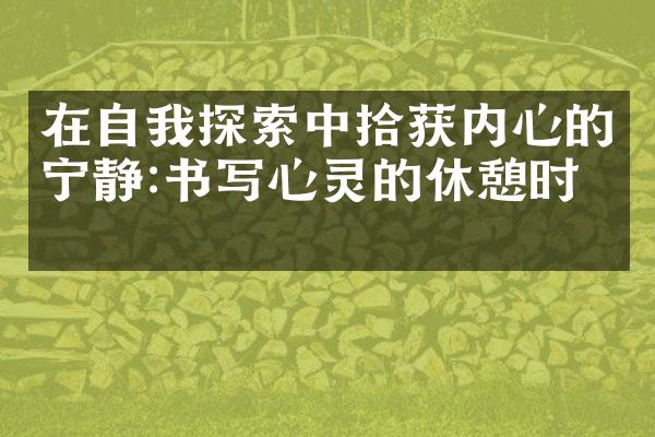 在自我探索中拾获内心的宁静:书写心灵的休憩时光