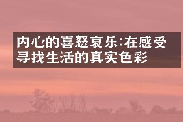 内心的喜怒哀乐:在感受中寻找生活的真实色彩