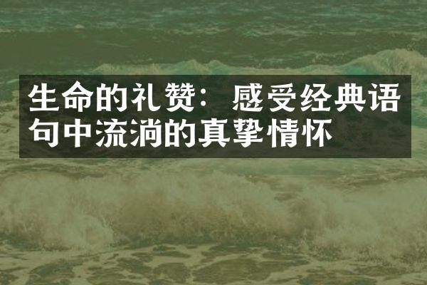 生命的礼赞：感受经典语句中流淌的真挚情怀