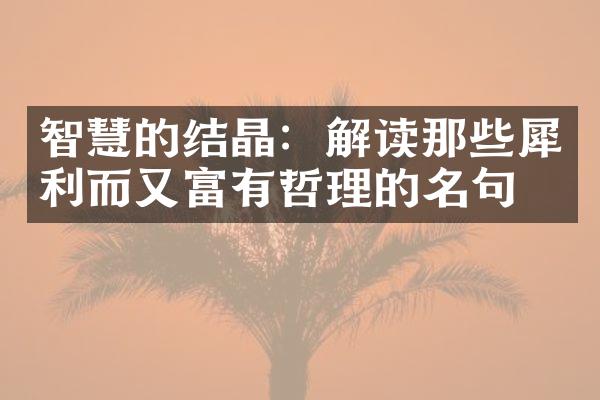 智慧的结晶：解读那些犀利而又富有哲理的名句