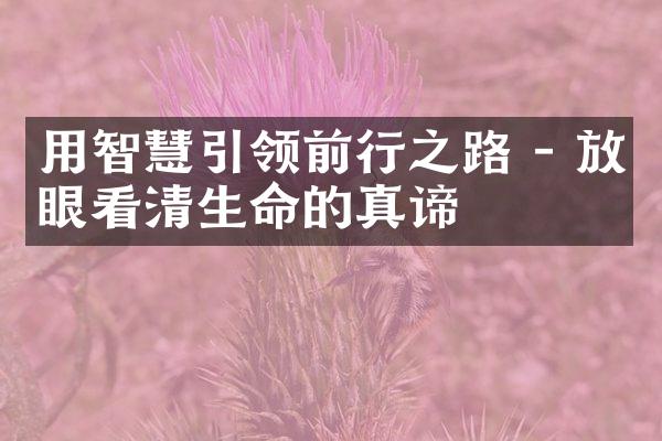 用智慧引领前行之路 - 放眼看清生命的真谛