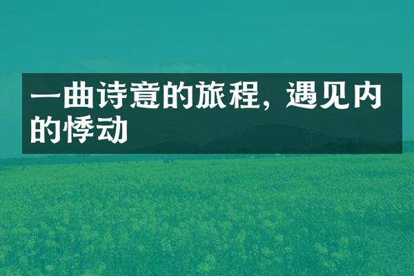 一曲诗意的旅程, 遇见内心的悸动