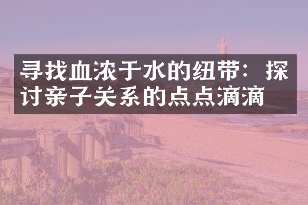 寻找血浓于水的纽带：探讨亲子关系的点点滴滴