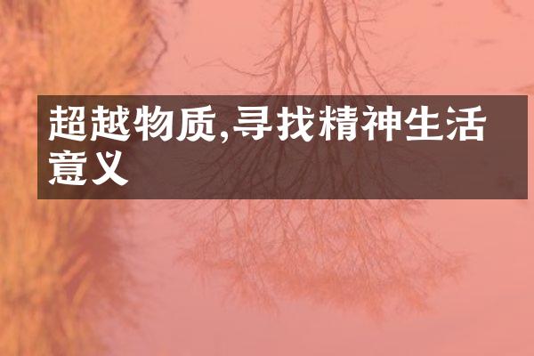 超越物质,寻找精神生活的意义