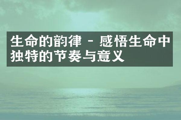 生命的韵律 - 感悟生命中独特的节奏与意义