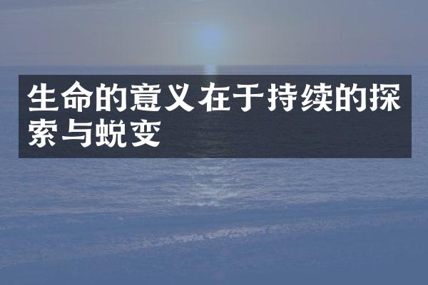 生命的意义在于持续的探索与蜕变