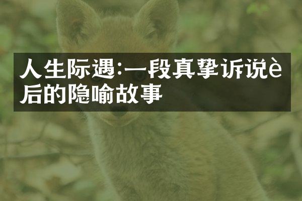 人生际遇:一段真挚诉说背后的隐喻故事