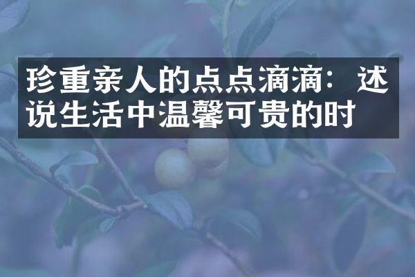 珍重亲人的点点滴滴：述说生活中温馨可贵的时刻