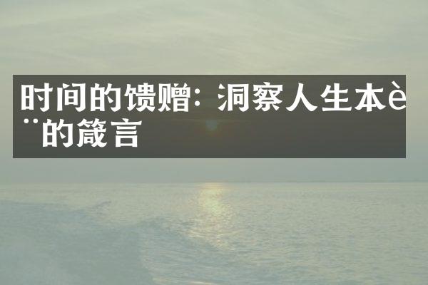 时间的馈赠: 洞察人生本质的箴言