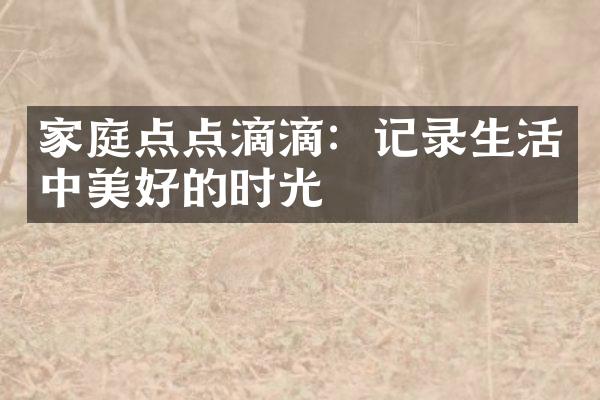 家庭点点滴滴：记录生活中美好的时光