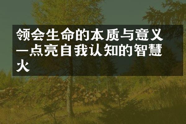 领会生命的本质与意义 &mdash;&mdash;点亮自我认知的智慧之火