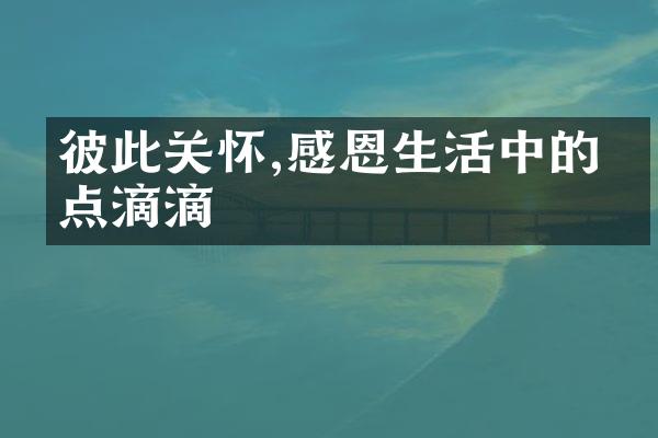 彼此关怀,感恩生活中的点点滴滴