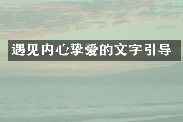 遇见内心挚爱的文字引导