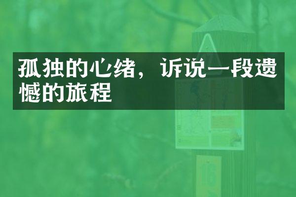孤独的心绪，诉说一段遗憾的旅程