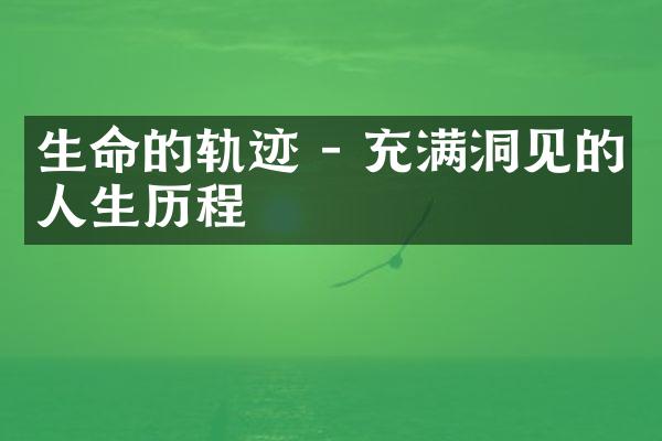 生命的轨迹 - 充满洞见的人生