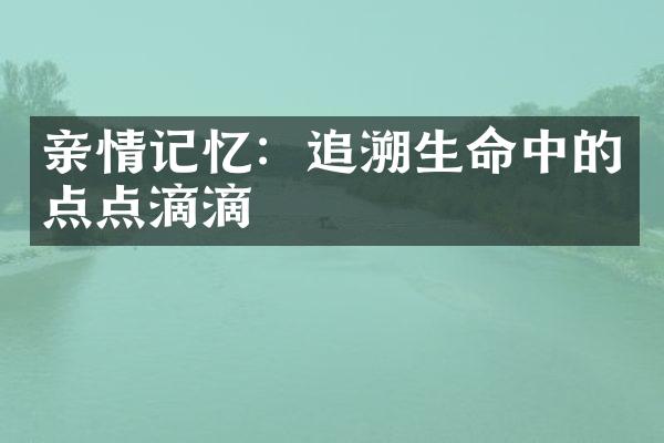 亲情记忆：追溯生命中的点点滴滴