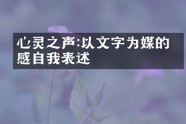 心灵之声:以文字为媒的情感自我表述
