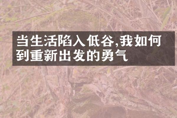 当生活陷入低谷,我如何找到重新出发的勇气
