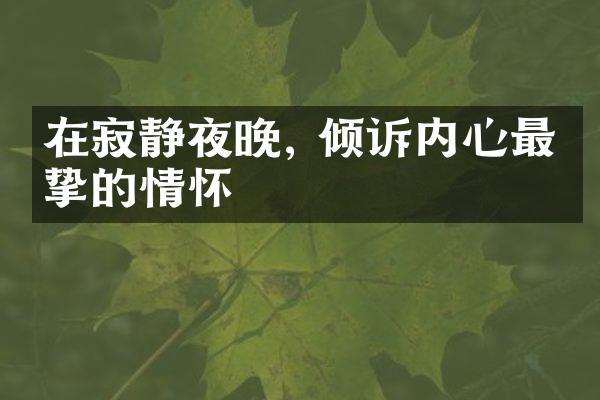 在寂静夜晚, 倾诉内心最真挚的情怀