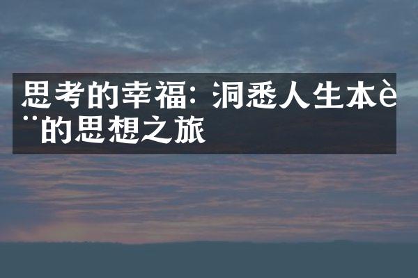 思考的幸福: 洞悉人生本质的思想之旅