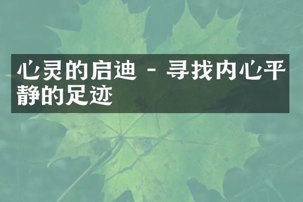 心灵的启迪 - 寻找内心平静的足迹
