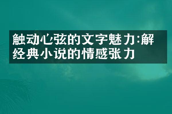 触动心弦的文字魅力:解码经典小说的情感张力