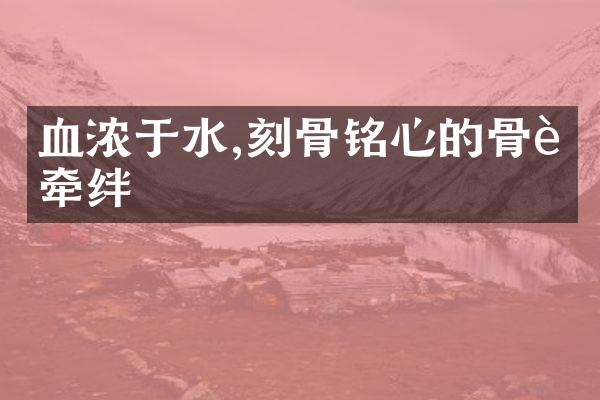 血浓于水,刻骨铭心的骨肉牵绊