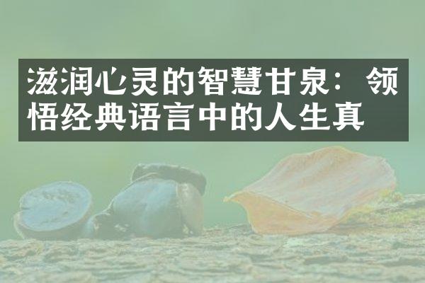 滋润心灵的智慧甘泉：领悟经典语言中的人生真理