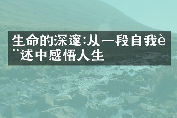 生命的深邃:从一段自我表述中感悟人生
