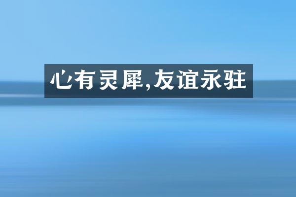 心有灵犀,友谊永驻