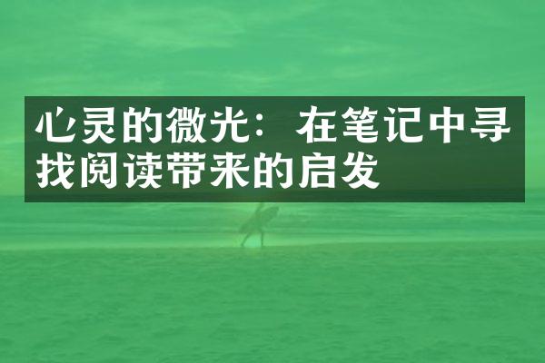 心灵的微光：在笔记中寻找阅读带来的启发