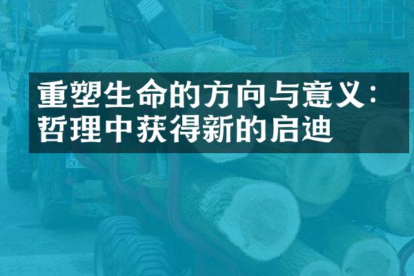 重塑生命的方向与意义:从哲理中获得新的启迪