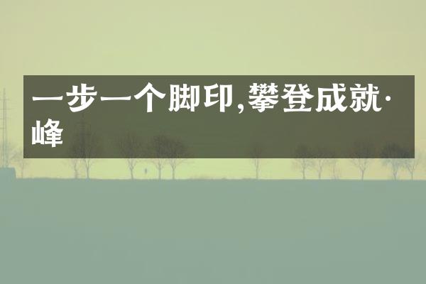 一步一个脚印,攀登成就巅峰