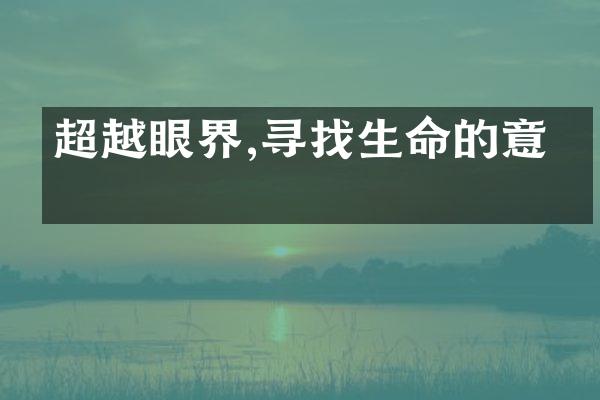 超越眼界,寻找生命的意义