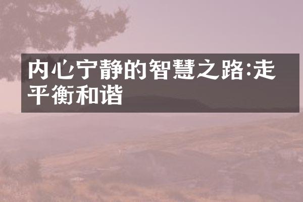 内心宁静的智慧之路:走向平衡和谐