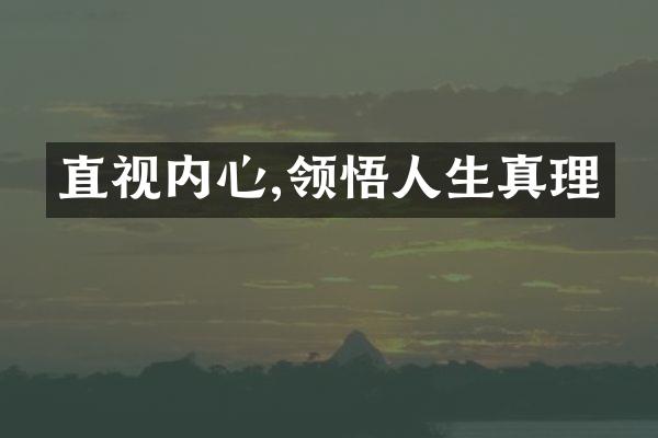 直视内心,领悟人生真理