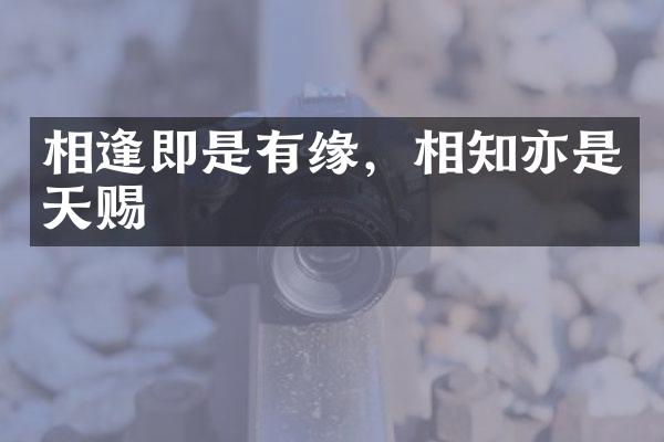 相逢即是有缘，相知亦是天赐