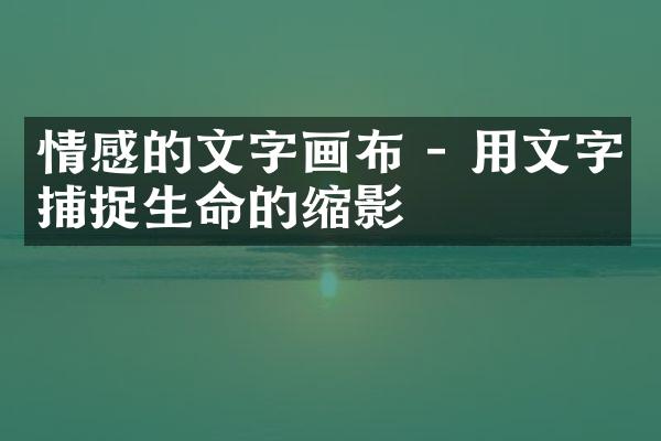 情感的文字画布 - 用文字捕捉生命的缩影