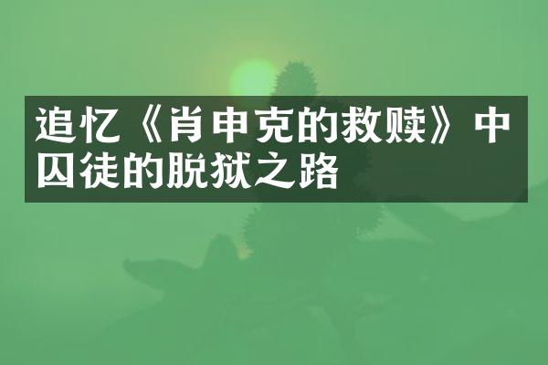追忆《肖申克的救赎》中囚徒的脱狱之路