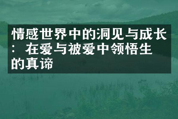 情感世界中的洞见与成长：在爱与被爱中领悟生命的真谛
