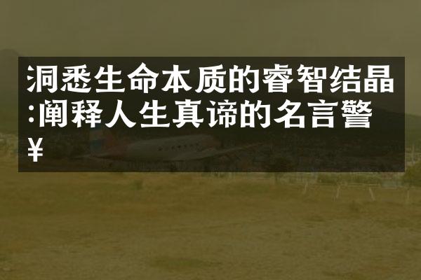 洞悉生命本质的睿智结晶:阐释人生真谛的名言警句