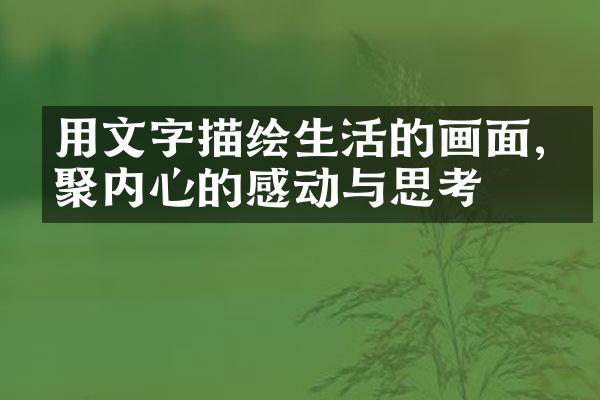 用文字描绘生活的画面,凝聚内心的感动与思考