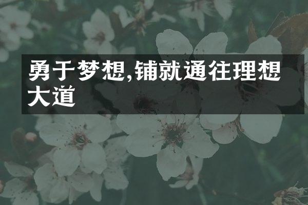 勇于梦想,铺就通往理想的大道