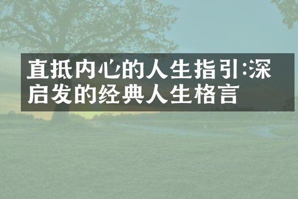 直抵内心的人生指引:深受启发的经典人生格言