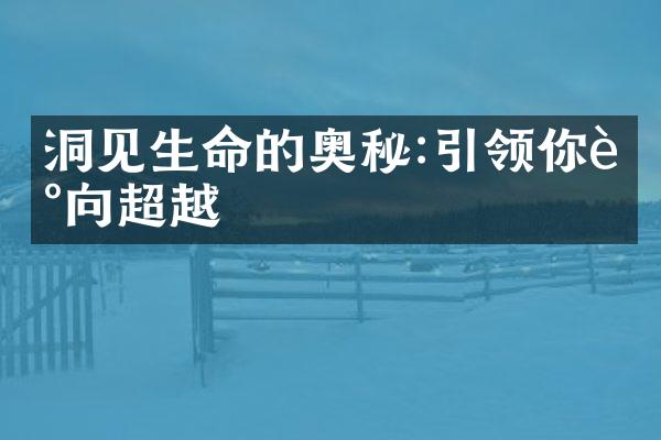洞见生命的奥秘:引领你走向超越