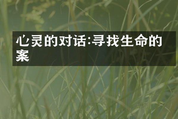 心灵的对话:寻找生命的答案