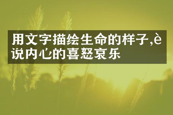 用文字描绘生命的样子,诉说内心的喜怒哀乐