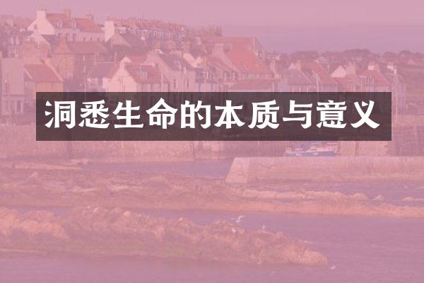 洞悉生命的本质与意义